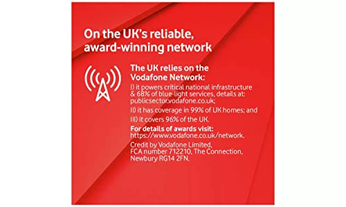 Vodafone SIM Card UK PREPAID PAYG £10 Bundle -21GB (14GB FREE) DATA + Unlimited Mins & Texts + International Calling Option - (Love2surf RETAIL PACK)