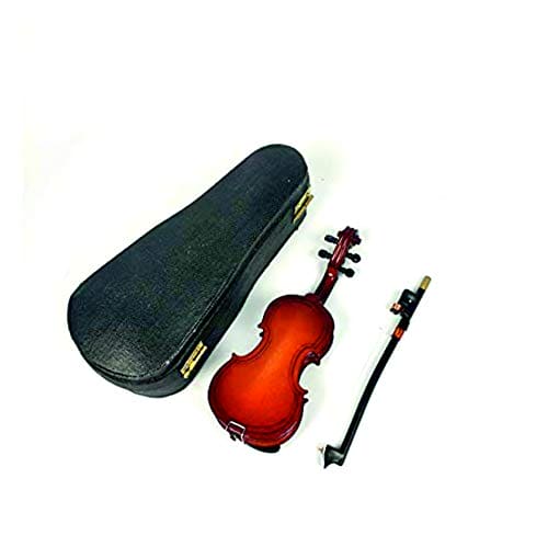 ALANO Mini Violin Model Decorative Ornament Mini Musical Instrument with bow & stand (10cm)