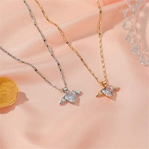 Janly Clearance Sale Women Necklaces & Pendants, Vintage Metallic Golden Wing Love Angel Chain Lock Necklace Women's Jewelry, Valentine's Day Birthday Jewelry Gifts for Ladies Girls (Gold)