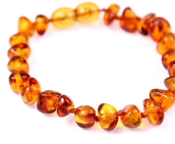 SilverAmber Jewellery UK New Baltic Amber Anklet Bracelet Cognac - Handmade 100% Genuine Amber Polished Beads - Premium Quality - Sizes 12-27 CM - (Size: 12 CM)