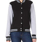 Build Your Brand Women's Ladies Sweat College Jacket Varsity, Black/Grey, XS