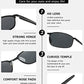 kimorn Polarized Sunglasses For Men Retor Rectangle Frame Classic Sun Glasses K0535 (Black)