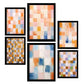 Nacnic Set of 6 Orange and Blue Mosaic 2 Posters. In Abstracts Poster Decorative frames for your living room, bedroom, home. Wall art print. Sizes A4 and A3 with Black Frames