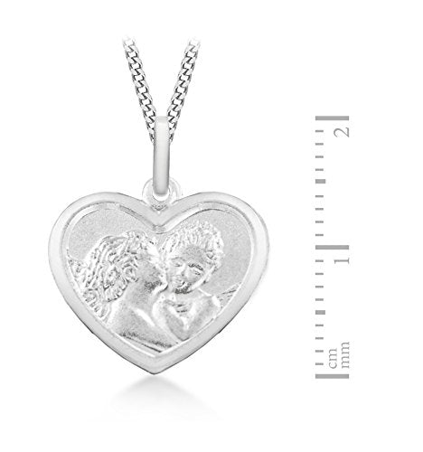 Tuscany Silver Women's Sterling Silver Heart Kissing Angels Pendant on Adjustable Curb Chain Necklace of 41cm/16"-46cm/18"