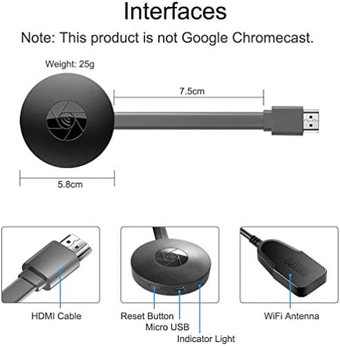 WiFi Display Dongle, Wireless HDMI Display Adapter, 1080P Portable TV Receiver Airplay Dongle Mirroring Screen from Phone to Big Screen, Compatible with Android/IOS/Windows/Mac/PC