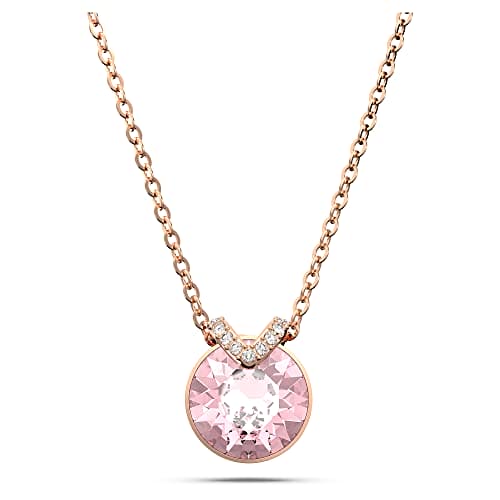 Swarovski Bella Pendant Necklace, Pink Round-Cut and White Pavé Crystals, Gold-Tone Plated from the Bella Collection