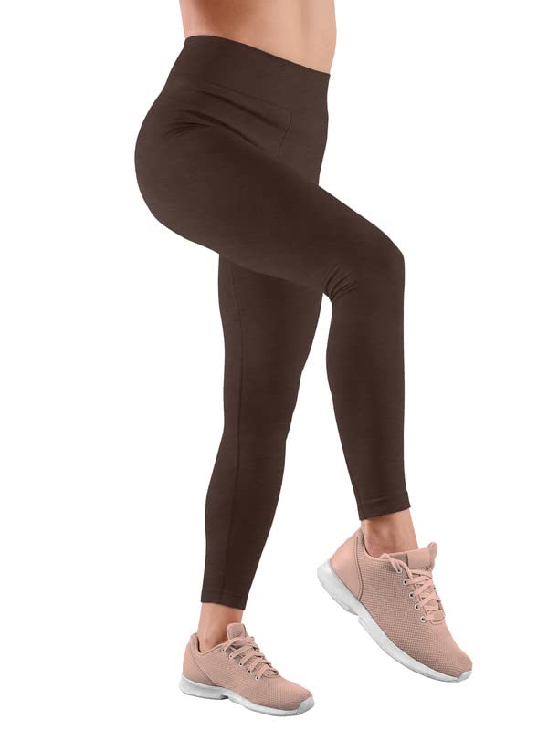 Love My Fashions® Womens Super Soft High Waisted Elasticated Warm Thick Fleece Lined Seamless Full Length Leggings Brown