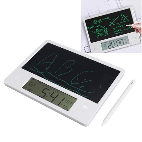 Electronic Digital Planner Tablet Calendar, Magnetic LCD Writing Tablet, Time Date Temperature Humidity Display, Handwriting Pad Doodle Board with Foldable Stand