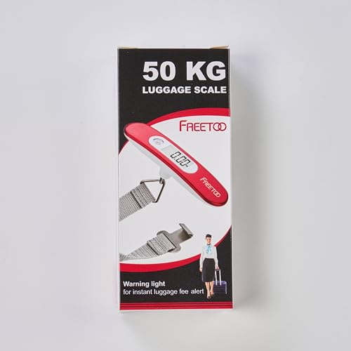 FREETOO Luggage Scale Portable Digital Weight Scale for Travel Suitcase Weigher with Tare Function 110 Lb/ 50Kg Capacity Red