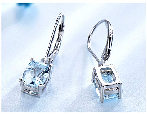 LOKILOKI Genuine 925 Sterling Silver Sky Blue Topaz Drop Earrings Elegant Gemstone Wedding Engagement Jewelry For Women Gifts