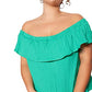 Trendyol Woman Relaxed fit Basic Carmen Collar Woven Plus Size Blouse,Green,44