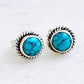 Turquoise Stone Stud Post Earrings, 925 Sterling Silver Gemstone Earring 6 MM Round Girl Women Gift