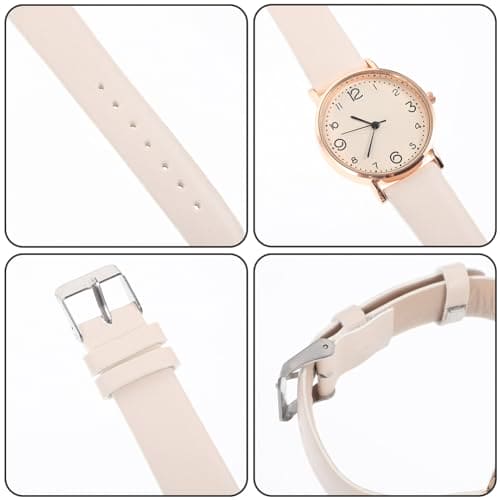 POPETPOP for Women Quartz Women Watch - Simple Girls PU Leather Strap Wrist Watches Casual Wristwatch Gifts for Teens Girls Ladies