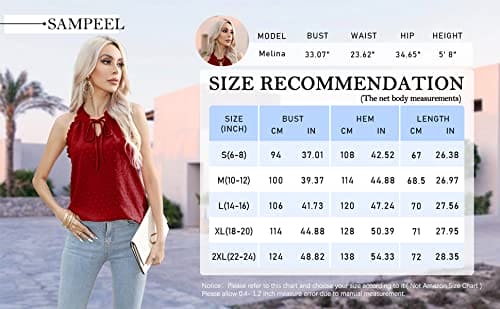 Sampeel Sale Vest Tops for Women Summer Halter Neck Sleeveless Ladies Swiss Dot Chiffon Tank Red Size 22-24