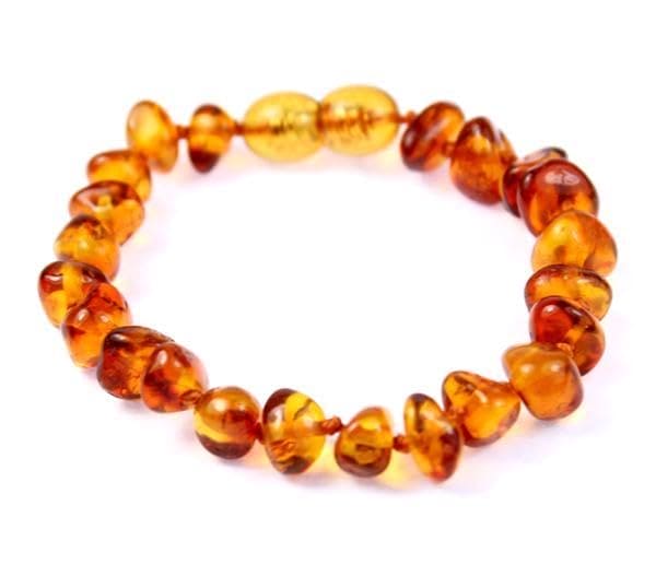 SilverAmber Jewellery UK New Baltic Amber Anklet Bracelet Cognac - Handmade 100% Genuine Amber Polished Beads - Premium Quality - Sizes 12-27 CM - (Size: 12 CM)