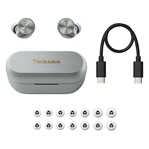 Technics Premium Hi-Fi True Wireless Bluetooth Earbuds with Advanced Noise Cancelling, 3 Device Multipoint Connectivity, Wireless Charging, Hi-Res Audio + Enhanced Calling - EAH-AZ80-S (Silver)