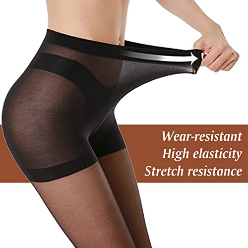 Sibba Slim Stockings Stretch Tights Black Pantyhose Panty Hose Sheer Plus Size Clothing Control Top Hosiery Breathable Legs Winter Back Crotch Long Socks Women Girls (XL Between 60 kg-120kg)