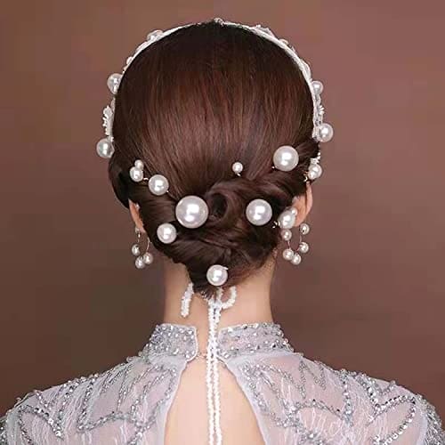 18Pcs Pearl Hair Pins, Bridal Pearl Hair Pins Pearl Bobby Clips U Shaped Pearl Hair Pins Set for Wedding, Bride, Bridesmaid, Girls, Women(Gold)……