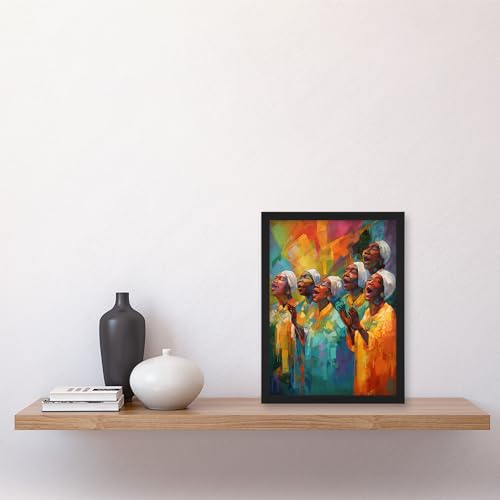 Artery8 Christian Gospel Choir Colourful African Music Artwork Framed Wall Art Print A4