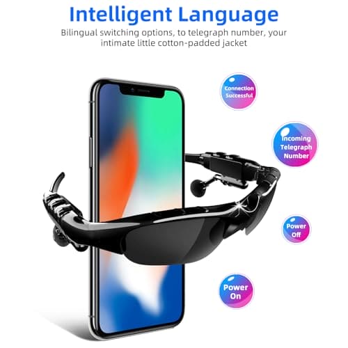 Wireless Bluetooth Headset with Sports Polarized Sunglasses Bluetooth Sunglasses MenSport Sunglasses Music Sunglasses Bluetooth Glasses Headphone Built-in Mic for Fishing & Outdoor Cycling Running