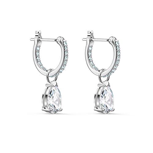 Swarovski Attract drop earrings, Pear cut, White, Rhodium plated