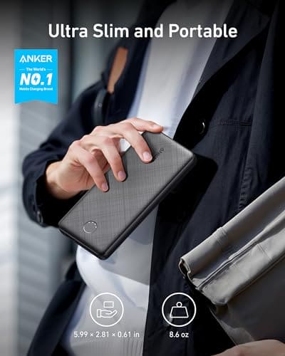 Anker Power Bank, Compact Portable Charger (PowerCore 10K) 10,000mAh Battery Pack with PowerlQ Charging Technology and USB-C for iPhone, iPad, Samsung Galaxy, Pixel, and More