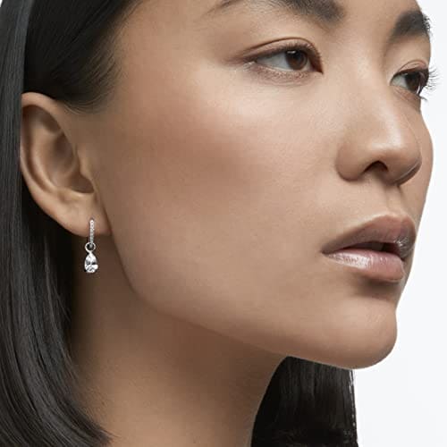 Swarovski Attract drop earrings, Pear cut, White, Rhodium plated