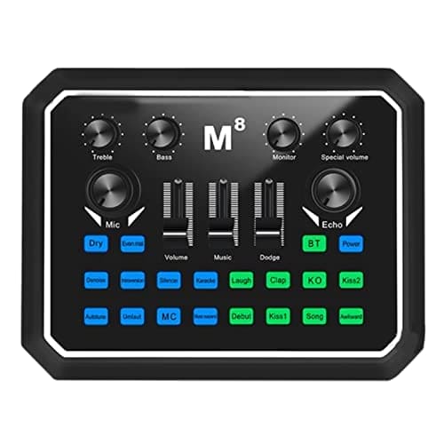 Professional Audio Mixer, M8 Sound Card Digital Sound Card Live Mixer Microphone Mixer Is Suitable For Equipment K Song Recording Live Singing