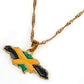 Gold Jamaica Flag Map Country Necklace Pendant 45cm chain