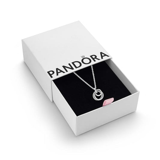 Pandora Moments Women's Sterling Silver Family Always Encircled Pendant Necklace, 60cm, With Gift Box