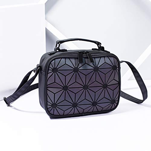 RANSUU Geometric Purses and Handbag Crossbody Bag for Women Fashion, Holographic Top-Handle Messenger Clutch Bag Luminous Iridescent Shard Lattice Shoulder Bag Hologram