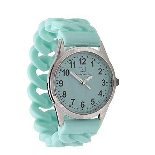 Stretch Band Wrist Watch | Simple to Slip on and Off | Easy to Read Dial, Precision Quartz Movement | No Fiddly Buckles or Catches | from Easylife | in Turquoise