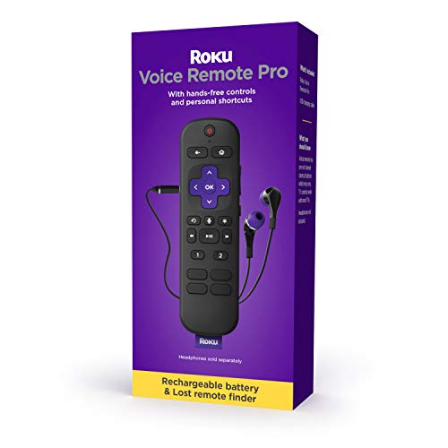 Roku Voice Remote Pro | Rechargeable TV Remote Control with Hands-free Voice Controls, Headphone Mode & Lost Remote Finder - Replacement Remote Compatible with Roku TV, Roku Players, & Roku Audio