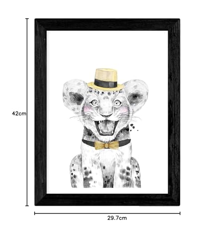 Nacnic Set of 4 prints of Animals Children Tones Yellows in A3 size, Poster. Frameless