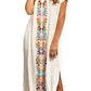 YouKD Summer Cotton Embroidered Floral Loose Caftan Boho Beach Bikini Cover Up Dress Plus Size Robe for Women