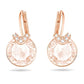 Swarovski Bella V drop earrings, Round cut, Pink, Rose gold-tone plated