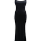 Edhomenn Womens Sexy Fish Tail Bodycon Maxi Dress Sleeveless Spaghetti Strap Long Dress Summer Solid Slim Fit Y2K Dress (A-Black, S)