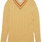 Amazon Essentials Men's Cable Knit V-Neck Jumper, Tan, XXL