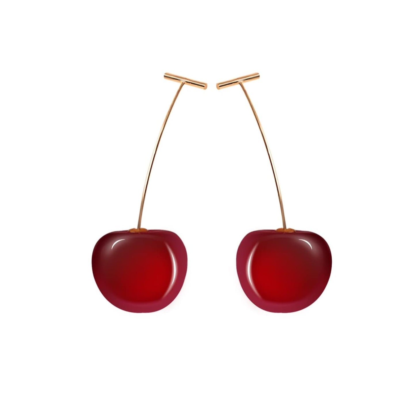 GAUEIOUR Red Cherry Earrings for Women, Cute Fruit Super Sweet Long Earrings, Women's Personalized Resin Alloy Earrings, Jewelry Gifts