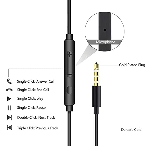 2 Pack Earphones, In-Ear Headphones Wired Earbuds, Noise Isolating Headset With Microphone, Compatible with Phone Pad Samsung HuaWei MP3 Players Smartphones and Laptops