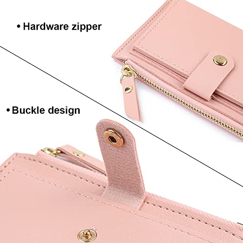 DOUBLEOFJIA Wallet Leather Purse Zip Coins Pocket for Woman Girl Cash Change Credit Card