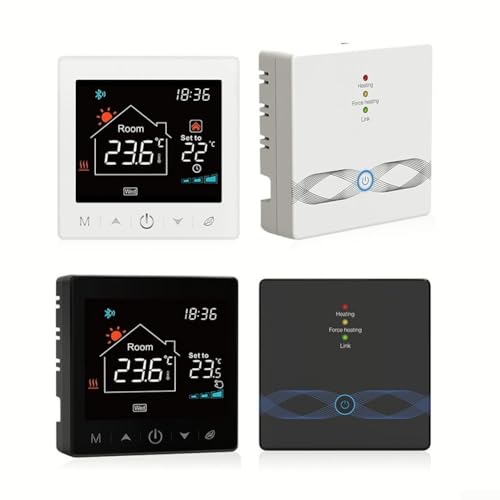 Easily Adjustable Smart Floor Heating Thermostat with Voice Functionality and RF Tech Support (Black)