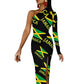 Jamaican Flag Women's Dress One Shoulder Split Maxi Long Dress Bodycon Wedding Party Dresses M