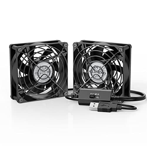 ELUTENG USB Fan 80mm 2 In 1 Computer Fan 5V 80 mm Fan 2700RPM 32CFM Dual USB PC Fans Cooling Radiator with Black Metal Grill Double Fans