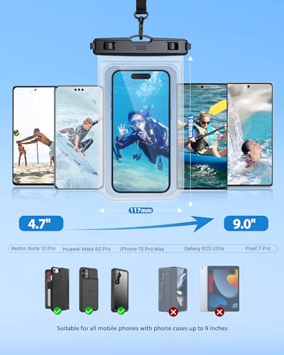 YOSH Waterproof Phone Pouch Large up to 9.0" [Specially for Big Phone], 2-Pack Waterproof Phone Case for Swimming, Dry Bag Upgraded Lanyard for iPhone 16 15 14 13 12 Pro Max Samsung S24 S23 S22 Ultra