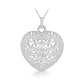 Tuscany Silver Women's Sterling Silver Large Filigree Puffed Heart Pendant on Adjustable Curb Chain of 41cm/16"-46cm/18"