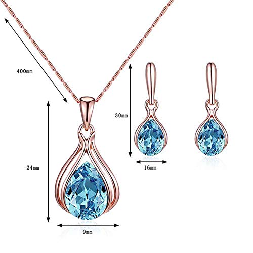 YSoutstripdu Jewelry Set For Women, Women Cubic Zirconia Water Drop Pendant Necklace Ear Stud Earrings