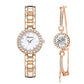 Clastyle Rose Gold Watch and Bracelet Set for Women - Elegant Diamond Ladies Watches with Bangle - Womens Watch and Jewellery Set with Mother of Pearl