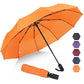 ZOMAKE Compact Umbrella, Auto Open & Close Travel Folding Umbrella, Windproof Fast Drying Umbrella with 10 Ribs, Slip-Proof Handle Design for Easy Carry(Orange/New)