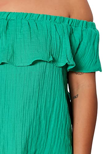 Trendyol Woman Relaxed fit Basic Carmen Collar Woven Plus Size Blouse,Green,44